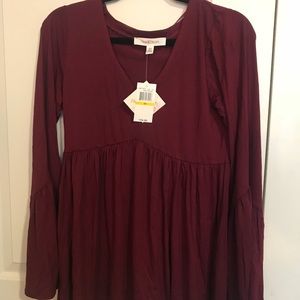 Burgundy bell sleeved shirt